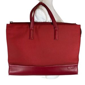 Tumi Red Leather and Canvas Laptop / Briefcase Travel
